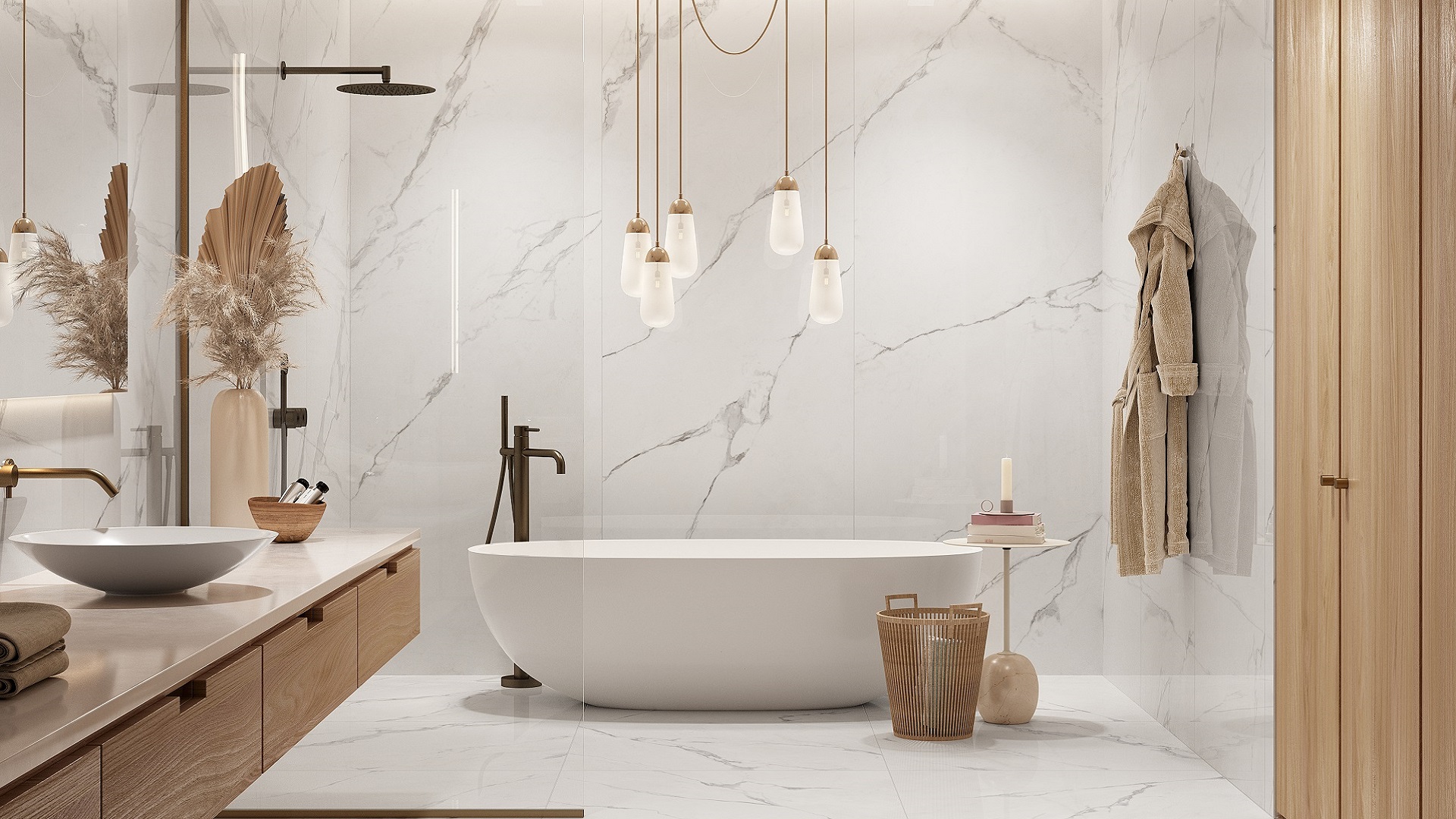 Gres porcellanato effetto marmo bianco